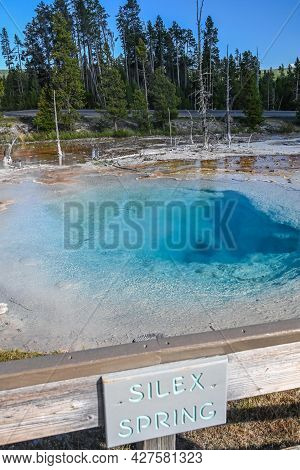 Yellowstone Np, Wy, Usa - August 7, 2020: The Silex Spring