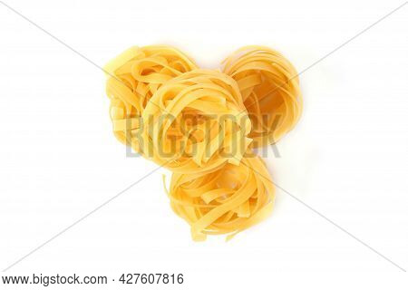Raw Pasta Isolated On White Background Close-up
