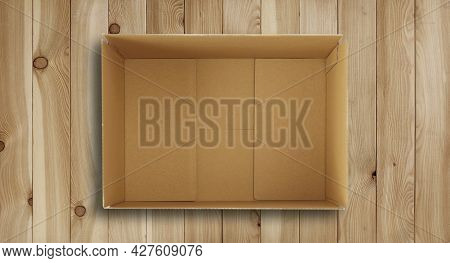 Rown Blank Paper Box Isolated On White Background.
