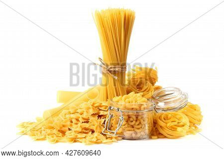 Different Types Of Raw Italian Pasta Close-up