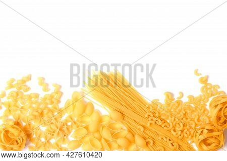 Different Types Of Raw Italian Pasta Close-up