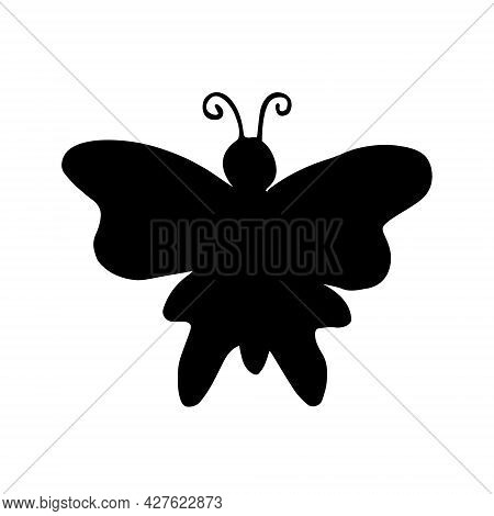 Vector Hand Drawn Doodle Butterfly Butter Fly Silhouette Isolated On White Background