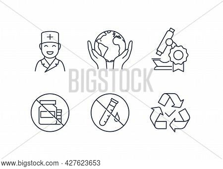 Product Quality Icons: No Chemicals, No Additives, Approved By Doctors, With Care For Yourself And N