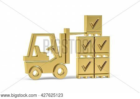 Golden 3d Warehouseman Icon Isolated On White Background - 3d Render