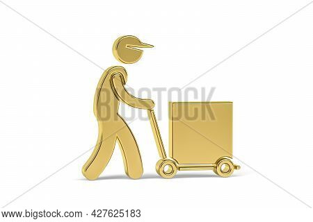 Golden 3d Warehouseman Icon Isolated On White Background - 3d Render