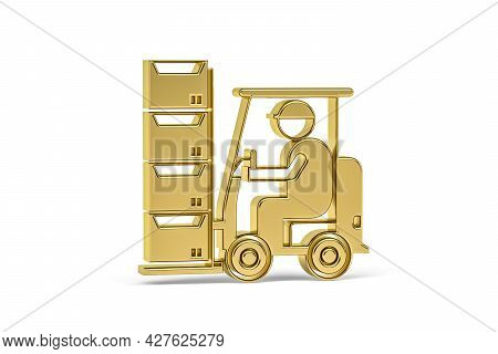 Golden 3d Warehouseman Icon Isolated On White Background - 3d Render