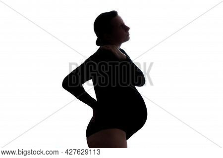 Young Pregnant Woman With Neckache. Pregnancy Expectation Concept.