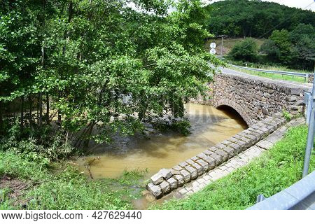 Tiny Elz River In The Eifel During The Summer Flood 2021