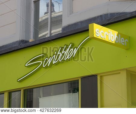 Leeds, West Yorkshire, United Kingdom - 7 July 2021: Sign And Logo Above The Entrance Of The Scribbl