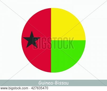Guinea-bissau Round Circle Flag. Bissau-guinean Circular Button Banner Icon. Eps Vector