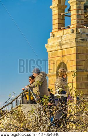 Tourists At Lycabettus Hill Viewpoint, Athens