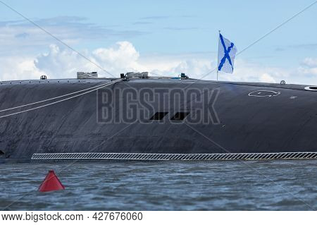 July 21, 2021, Russia, Kronstadt. The Russian Nuclear Submarine Prince Vladimir Is On The Roadstead.