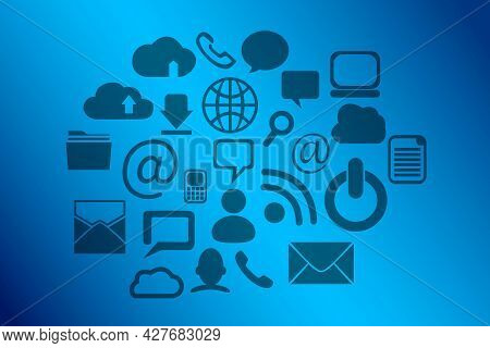 Wallpaper In The Style Of Business With Various Signs. Vector Illustration.