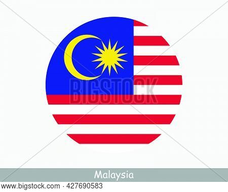 Malaysia Round Circle Flag. Malaysian Circular Button Banner Icon. Eps Vector