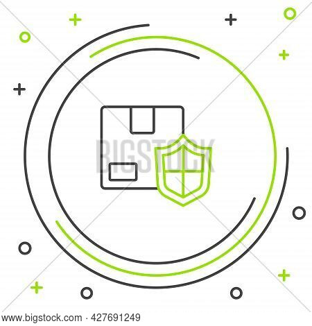 Line Delivery Security With Shield Icon Isolated On White Background. Delivery Insurance. Insured Ca