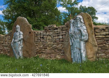 Mtsensk, Russia - July 06, 2021: Ancient Russian Warrior And Saint Kuksha - A Monument In Honor Of T