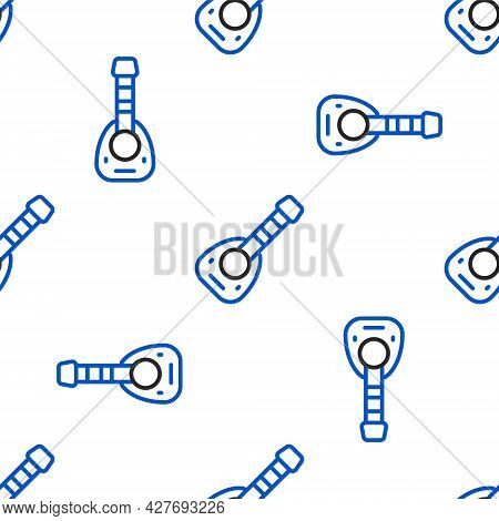 Line Musical Instrument Lute Icon Isolated Seamless Pattern On White Background. Arabic, Oriental, G