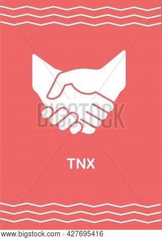 Thanks For Friendship Greeting Card With Glyph Icon Element. Creative Simple Postcard Vector Design.