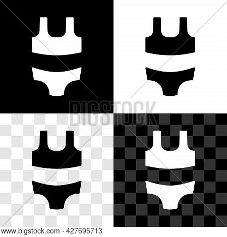 Set Summer Beach Swimsuit Icon Isolated On Black And White, Transparent Background. Beach Women Fash