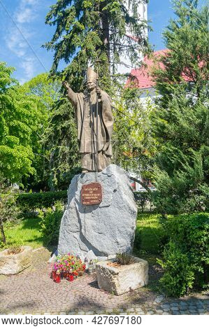 Bogatynia, Poland - June 2, 2021: Statue Of Pope John Paul Ii.