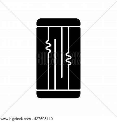 Display Or Lcd Issues Black Glyph Icon. Cracked Screen Problem. Touchscreen Is Flickering Or Glitchi