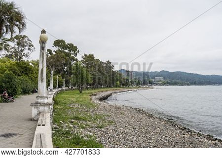 The Embankment Of The City Of Sukhum In The Republic Of Abkhazia. Cloudy Day May 17, 2021