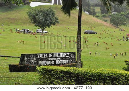 Valley of the Temples Memorial Park in Oahu, Hawaii