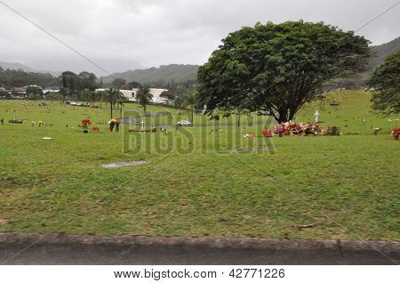 Valley of the Temples Memorial Park in Oahu, Hawaii