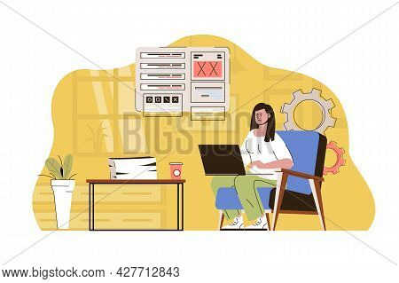 Work In Better Place Concept. Woman Working On Laptop From Home Office Situation. Comfortable Remote