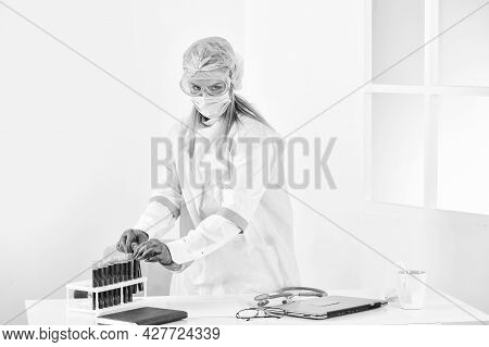 Test Tubes Blood Samples. Laboratory Testing Respiratory Coronavirus Disease. Detection Of Virus. Do