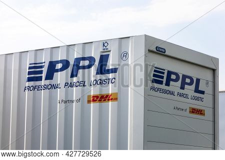 Ostrava, Czech Republic - July 8, 2021: The Container Of Ppl Transportation Company Which Is A Dhl P