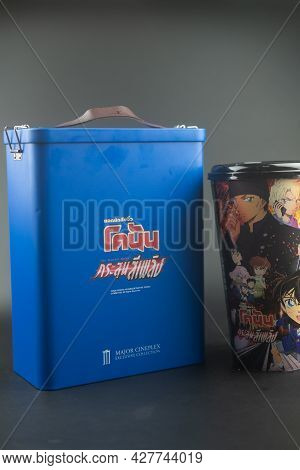 Samut Prakan, Thailand - July 24, 2021: Popcorn Bucket Set From The Movie Of Detective Conan - The S