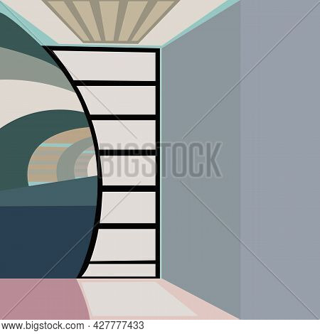 Painting On The Wall Illustration In The Style Of Cubism