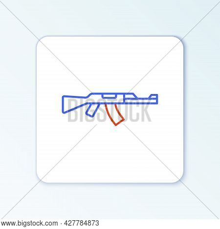 Line Submachine Gun Icon Isolated On White Background. Kalashnikov Or Ak47. Colorful Outline Concept