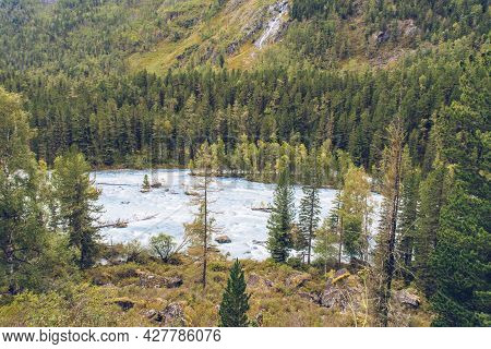Beautiful Mountain River. Kucherla River In Belukha National Park, Altai Mountains, Russia