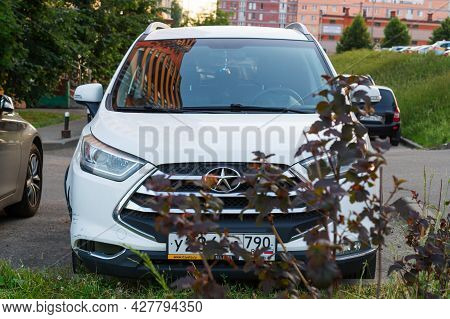 Moscow, Russia - July 2021: Jac S3 Front View. Compact Chinese Suv Car Parked In The Backyard
