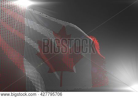 Beautiful Digital Photo Of Canada Flag Made Of Dots Waving On Grey With Empty Space For Text - Any F