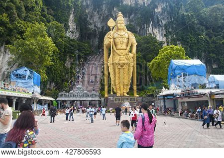 August 21, 2017. Gombak, Malaysia. The Landmark Lord Murugan Statue, Hindu Deity, Within The Batu Ca