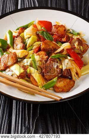 Twice Cooked Pork Or Double Cooked Pork Is A Chinese Dish Include Pork And Stir-fried Vegetables Clo
