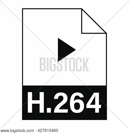 Modern Flat Design Of H.264 File Icon For Web. Simple Style
