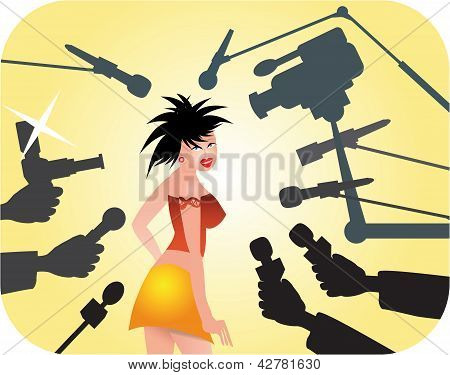 Superstar under attack of reporters.