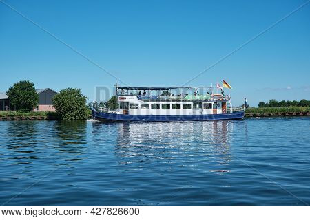 Amersfoort, Hoogland, The Netherlands June 13, 2021, Bicycle Boat, Ferry Eemland On The River Eem Wi