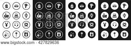 Set Retro Cinema Camera, Typewriter, Joystick, Soda Can With Straw, Wrist Watch, Home Stereo Two Spe