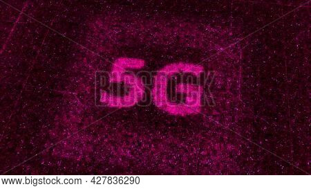 Computer Circuit Motherboard With 5g Next Generation Mobile Network Chip. Animation. Energy Impulses
