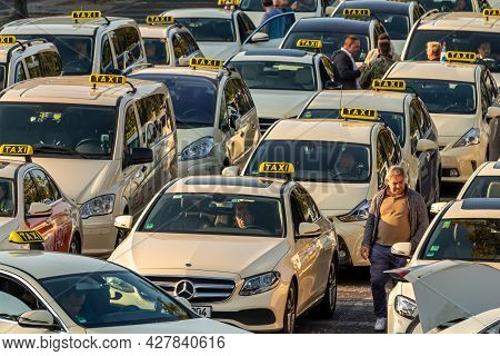 Berlin, Germany - September 15, 2018: Taxis At Berlin Tegel - Otto Lilienthal Airport Parking Lot, T