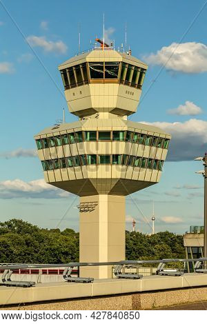 Berlin, Germany - July 01, 2018: Berlin Tegel - Otto Lilienthal Airport Air Traffic Control Tower, T