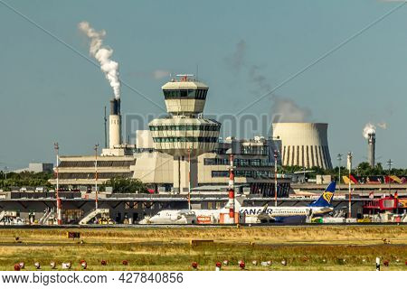 Berlin, Germany - July 01, 2018: Berlin Tegel - Otto Lilienthal Airport Air Traffic Control Tower An