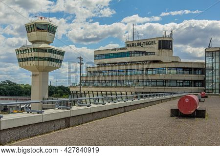 Berlin, Germany - July 01, 2018: Berlin Tegel - Otto Lilienthal Airport Air Traffic Control Tower An