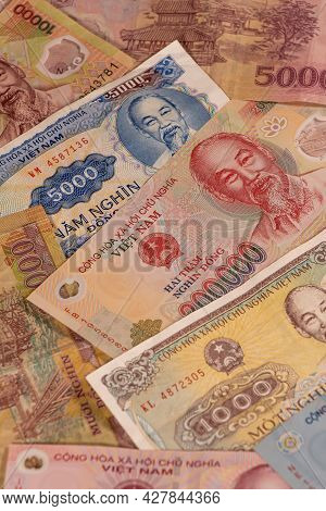 A Composition Of Vietnamese Dong Vnd Banknotes Providing Great Options To Be Used For Illustrating S