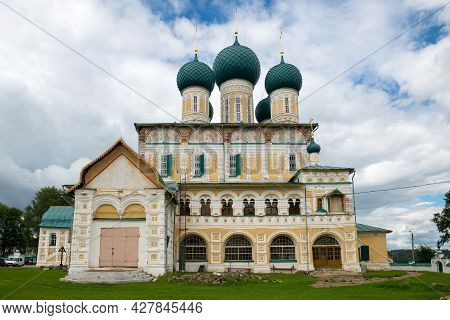 The Ancient Cathedral Of The Resurrection Of Christ Close Up On A Sunny July Day. Tutaev Romanov-bor
